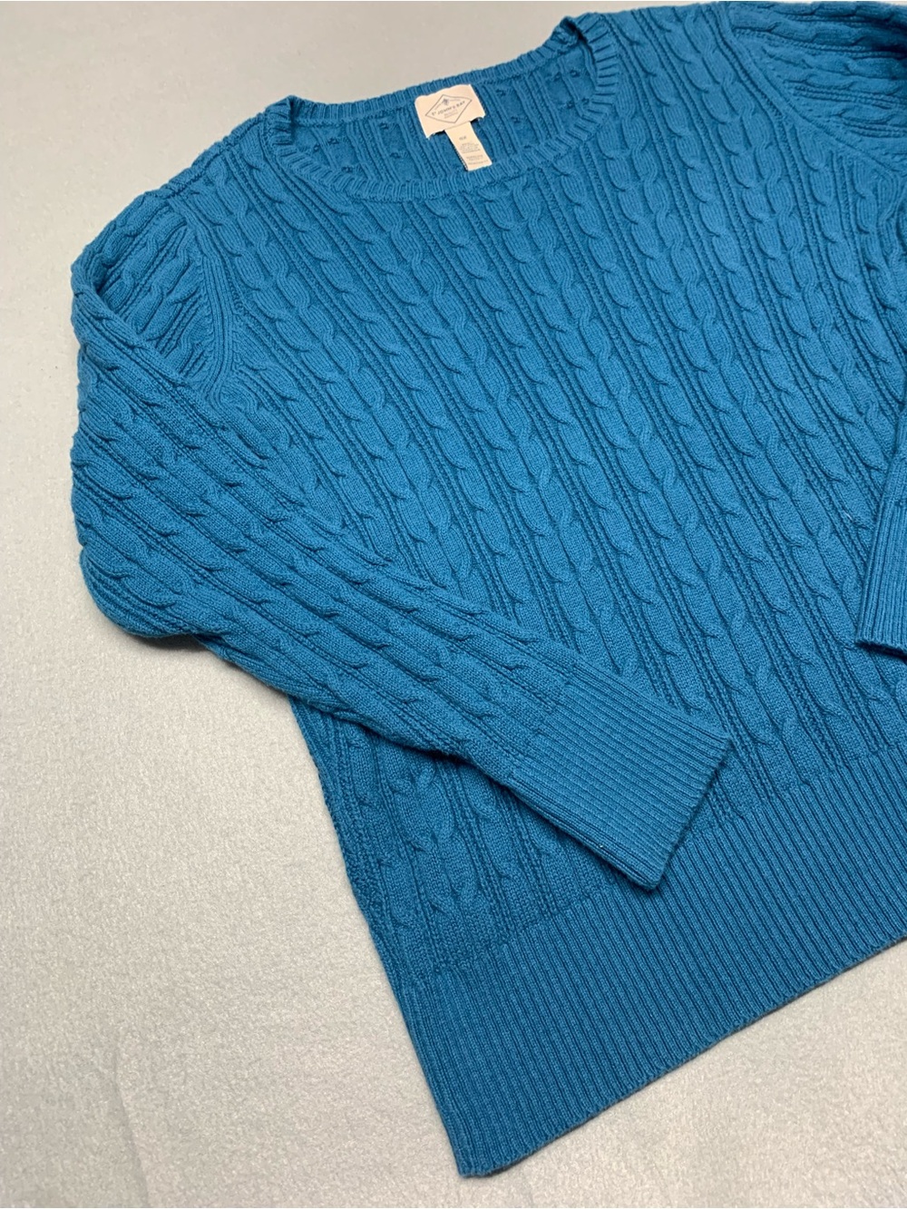 St. John's Bay Teal Blue Cable-Knit Crewneck Sweater
